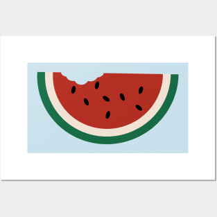 cute summer watermelon slice with a bite Posters and Art